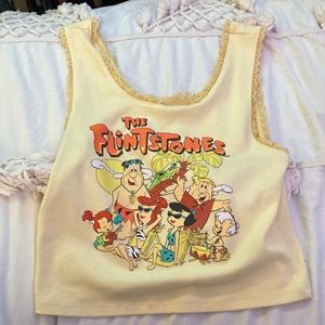 Colorful, lace edge, classic flint stones crop top